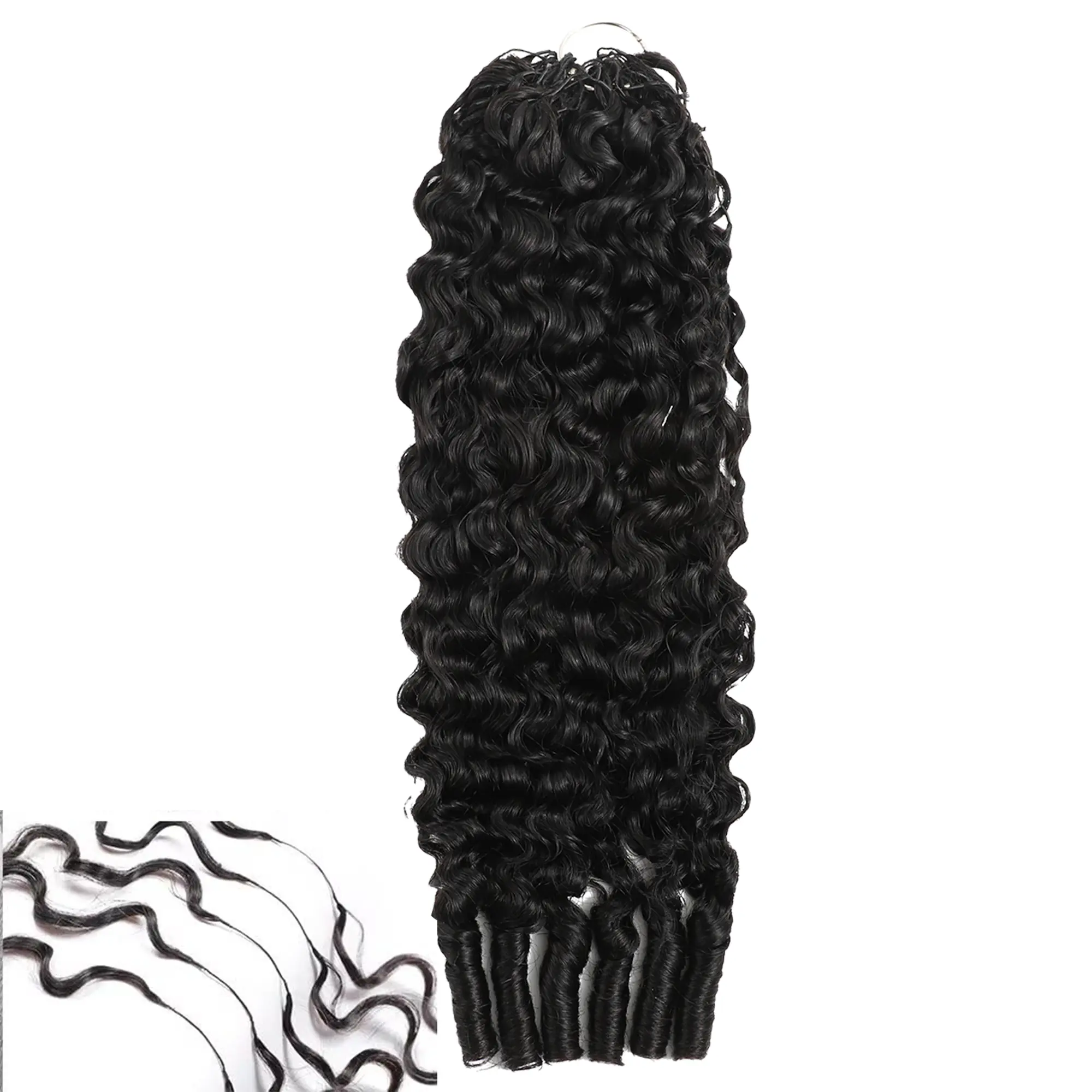 Feather Crochet Human Hair Burmese Curly Crochet Hair for Black Women 60g Knotless Pre-Separated Lightweight Miracle Knots Crochet Human Hair 100% Real Human Hair Bundles Soft Reusable