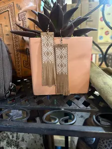 Aztec Leather Fringe Earrings – Boho Western Statement Jewelry