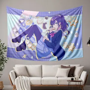 Yoisaiki Kanade high-definition digital print tapestry, essential decorative items for Halloween and Christmas parties, holiday decorations, seasonal displays, anime tapestry, character wall art, vibrant colors, high-definition printing, party supplies, w