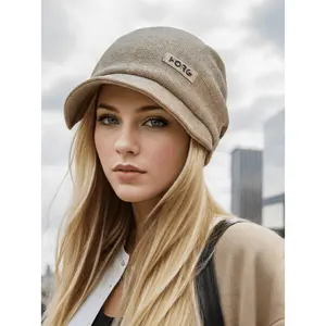 Women's Solid Color Beanie Hat, Casual Soft Comfortable Head Wrap for Daily Life, Fashion Accessories for Men & Women Handcrafted Cap