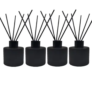 4PCS 100ml Empty Round Matte Black Reed Diffuser Jars with Reed Sticks ,Fragrance Glass Bottle ,Oil Containers For Home