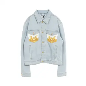 Pre-owned VERSACE Cotton Small Leather Goods Denim Jacket