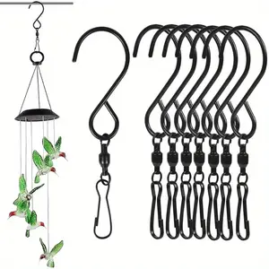 4pcs Stainless Steel Swivel Hooks Clips - Wall-Mounted Rotating S Hooks for Hanging Wind Spinners, Wind Chimes, Crystal Twisters - Easy Installation, Durable & Rust-Resistant for Kitchen, Bedroom, Party Tools, Outdoor Wind Spinners, Home Decor Accessories