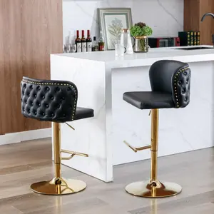Bellemave Modern PU/Velvet Swivel Barstools Adjusatble Seat Height Set of 2 in Dark Gray for Home Pub and Kitchen Island