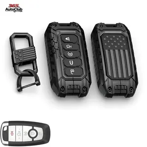 USA Flag Heavy Duty Zinc Alloy Key Fob Cover with Keychain, Durable Protective Key Shell Accessories Compatible with Ford F150 F250 F350 F450 F550, Explorer, Fusion, Escape, Edge, Expedition