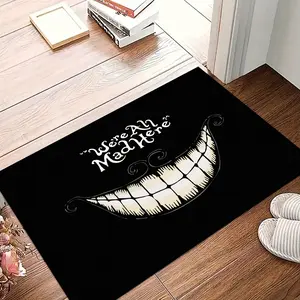 1 piece entrance carpet, Halloween floor mat, door area carpet, black evil smile pattern, welcome mat, Decorative rug mat, Halloween home decoration, suitable for living room, bedroom, kitchen floor decoration