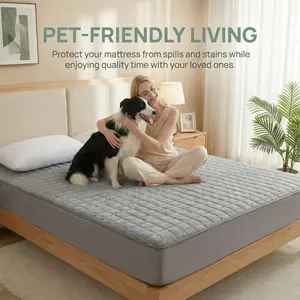 1 Piece Waterproof Mattress Protector Cover (without pillowcase and pillow), Quilted Design Silent Elastic Fitted Sheet, Minimalist Thick Bed Pad Cover, Available in Various Sizes for Double/Full XL King Size Beds, Excluding Pillows and Insert Durable