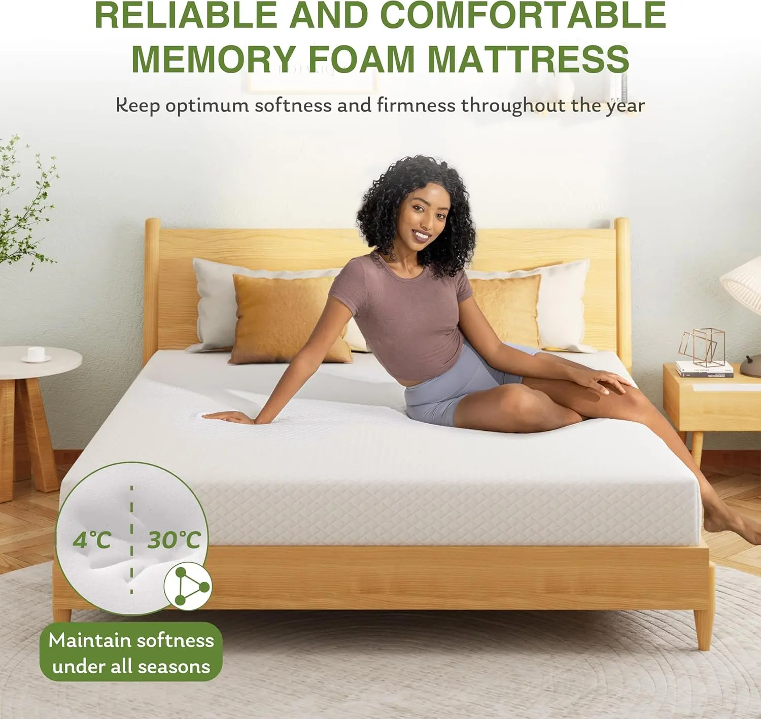 King Size Memory Foam Mattress - 14in, 80inL x 76inW in a Box, Cooling Green Tea Gel Pressure Relief, Medium Firm, CertiPUR-US Certified, Breathable Bubble Holes, All Seasons Cooling Bedding Support for Relaxing Muscles, Firmness