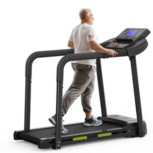 GORUN Walking Pad Treadmill  for Seniors with  long handrail and safety key for added protection,300 lbs ,2.5 HP motor,Large, easy-to-read LCD screen shows speed, time, calories & distance,0.5 to 7.5 MPH,16.5” running area for natural, comfortable strides