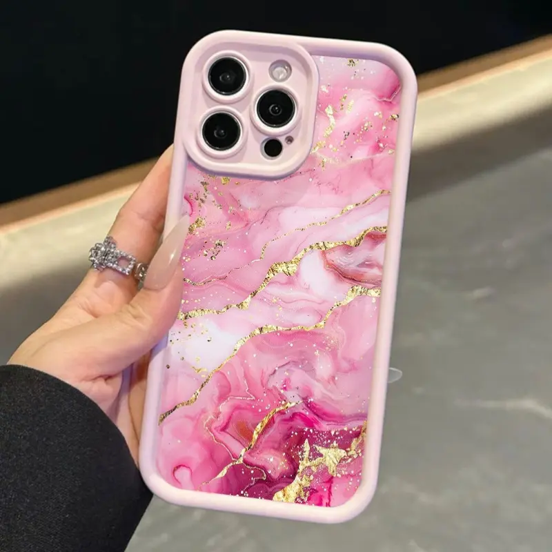 Pink Marble Frosted Soft Phone Case High-End Compatible with iPhone 17 16 15 14 13 12 11 Pro Max Air 14 15 16 Plus XS XR X 8 7 SE 2020