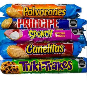 Marinela Galletas Variety Pack 5pack (Polvorones, Príncipe, Sponch, Canelitas y Trini-Trakes) Large Package | Snack | Cookies | Mexican Snack