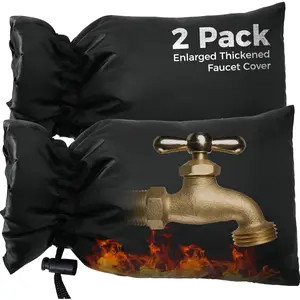 Outdoor Faucet Covers for Winter Freeze Protection, 2 Pack 6.7" x 9.5" Hose Bib Cover, Water Spigot Covers Winter Insulated, Pipe Wrap Insulation Cover Socks Outside Faucet Freeze Protector
