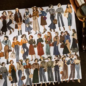 Vintage American Style Character Stickers, Diary Sticker, 100 Sheets DIY Scrapbook Decorative Paper, Handmade Journal Deco Tapestry Supplies