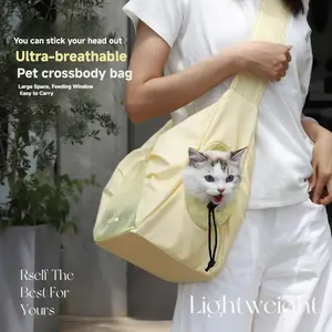 Dog & Cat Pet Sling Carrier for Dogs & Cats – Hands-Free, Breathable, Lightweight Crossbody Bag for Small Pets Pet Bag for Travel and Walks Breathable Hands-Free Pet Carrier Sling
