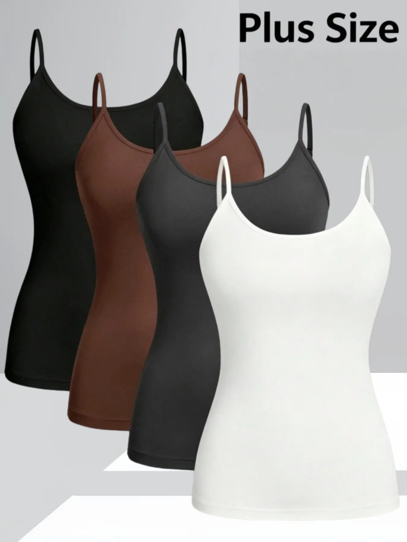Plus Size U-Neck Thin Spaghetti Strap Casual Summer Sleeveless Tank Top, Lightweight Comfortable Breathable Skin-Friendly Underwear, Basic Simple Versatile Outer Wear Vest for Plus Size Women
