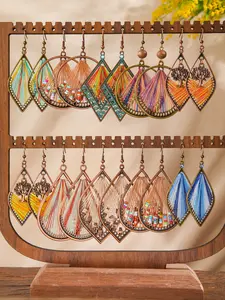 3 pairs4 pairs Handmade Boho Waterdrop Earrings Set, Versatile Earrings, Lightweight Geometric Pendant Earrings, Fashion Jewelry Gift for Women, 3 Pairs/4 Pieces