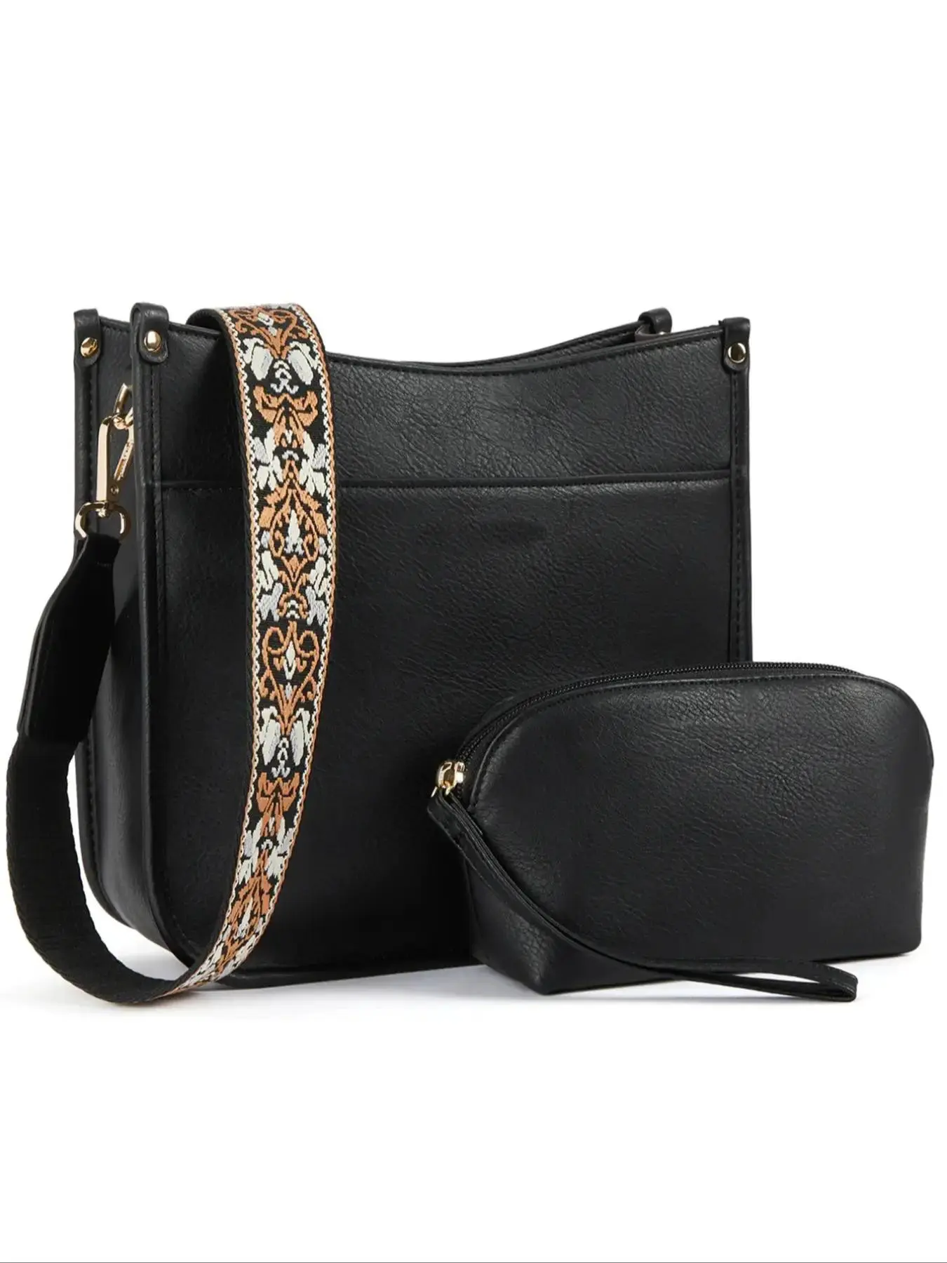retro light luxury versatile shoulder bag, personalized fashionable crossbody bag, Casual fashion bag, wide shoulder strap design, can accommodate personal belongings, suitable for parties and social occasions, Pu Leather Bag