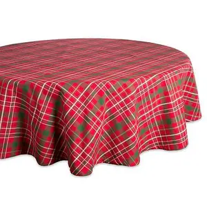 Design Imports Tartan Holiday Plaid Tablecloth - 70" Round