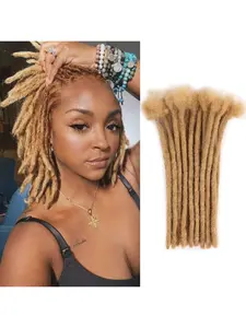 #27 Honey Blonde Loc Extensions Human Hair 0.6 cm 60 Strands Dreads Extensions Dreadlock Extensions Human Hair Locs Extensions for Men Women Kids Real Human Hair