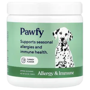 Pawfy Allergy & Immune, For Dogs, 6 Months+, Turkey, 30 Chews, 4.5 oz (128 g)