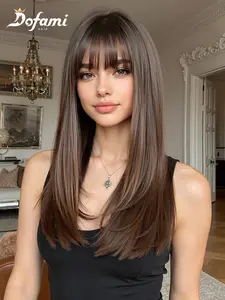 20 Inch Dye Synthetic Hair Wig High Aesthetic Daily Party Cosplay Suitable for All Face Shapes Versatile Beautiful Attractive Wig