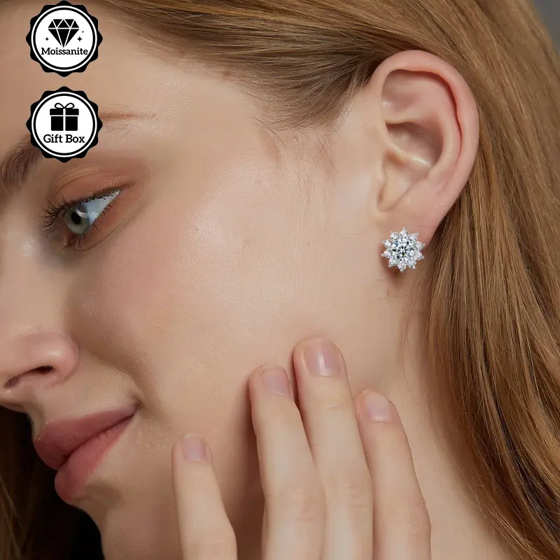 1 pair 0.5 carat Moissanite earrings, 925 sterling Silvery earrings needles, minimalist jewelry for, earrings for, 's jewelry, suitable for birthday gifts, Valentine's Day gifts, with GRA certificate, for Teenager