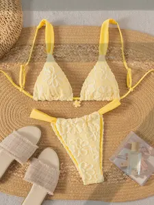 New Summer Energy Blue Striped Bikini Set, Sexy Halter Neck, Beach Photography, Vacation, Pool, Shemale Triangle Cup Bikini Two Piece Set