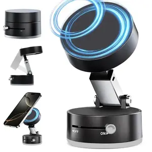 Magnetic Car Phone Holder, Car Phone Stand, Cell Phone Mount, Foldable Car Phone Holder with Vacuum Suction Cup, Universal Phone Holder for Car, Gym, Bathroom, Smooth Surface, Universal Smartphone Holder