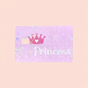 Princess Hearts Holographic Credit Debit Card Skin with Crown and Heart Design for Girls sticker gift