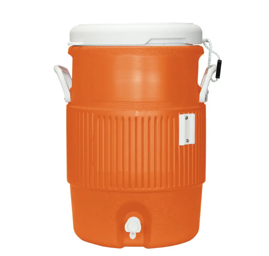 5 Gallon Heavy-Duty Polyethylene Beverage Cooler Jug, Orange, Ideal for Beverages and Smoothies