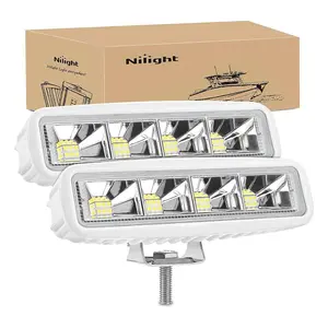 Nilight 6-Inch 72W Power Flood Beam LED Car Lights (Pair) - IP67 Rated, Aluminum Alloy Case, Adjustable Mount for Night Activities, Night Fishing