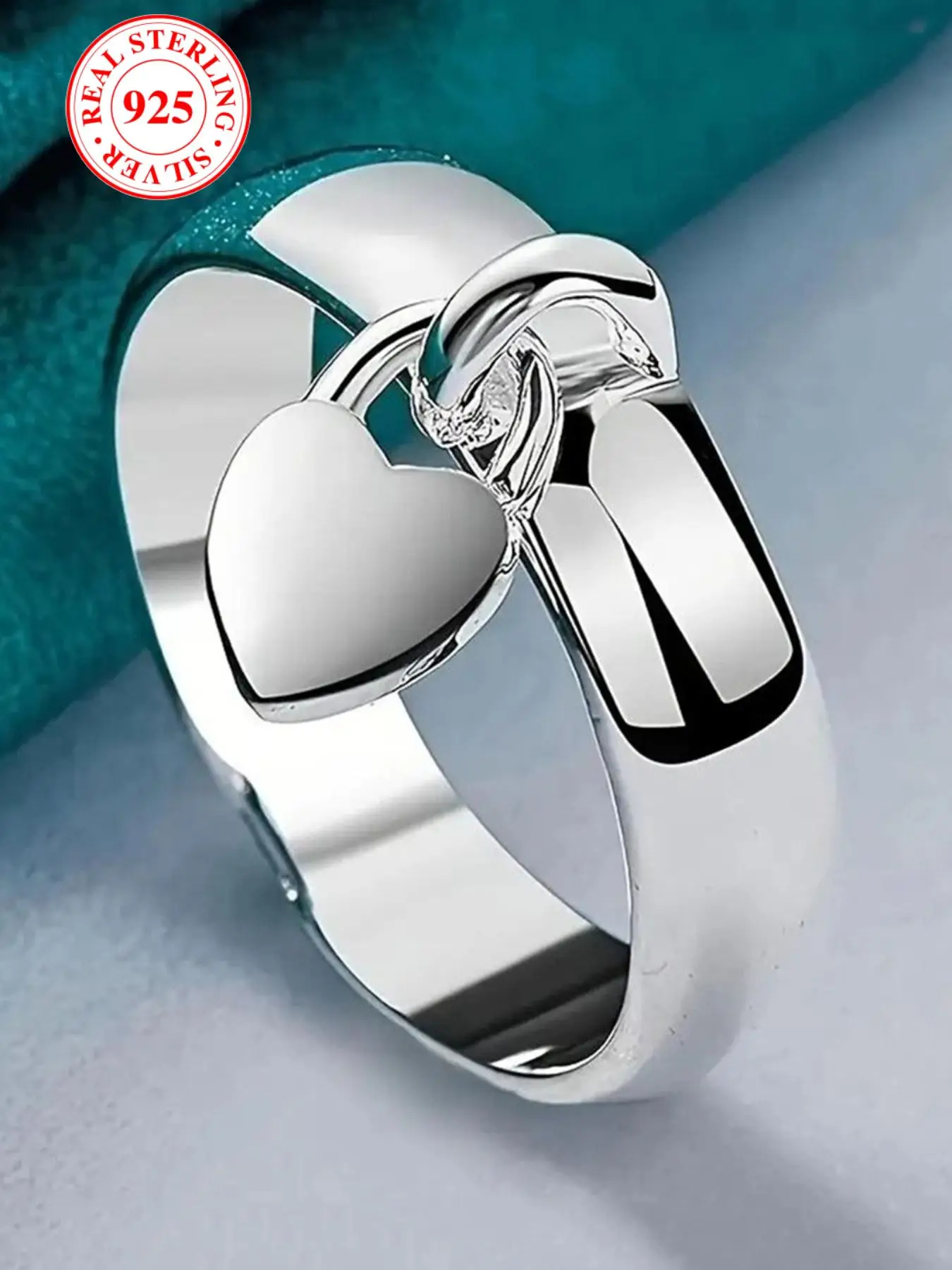 S925 Sterling Silver Heart Design Ring, Fashion Jewelry for Party, Daily Clothing Decor, Trendy All-match & Exquisite Jewelry for Birthday Gift