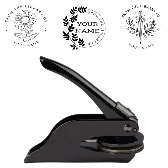 BossLibrary Custom Book Embosser | Ex Libris | Custom Book Stamp | From the Library Of
