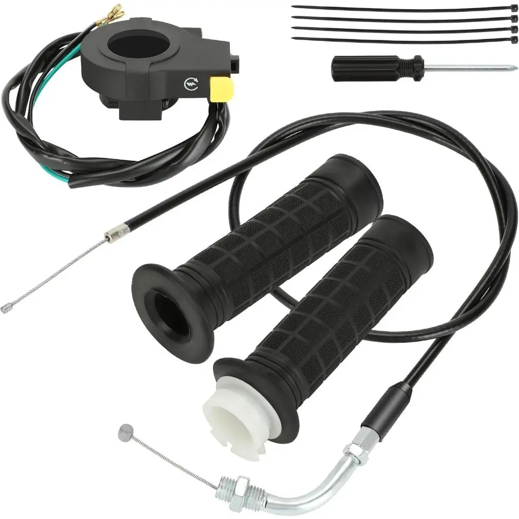 Throttle Cable Twist Throttle Handle Grip Assembly For 2 Stroke Engine,80cc,100cc,49cc,50cc Gas Motor Motorized Bicycle Bike Parts With 7/8" 22mm Handlebar