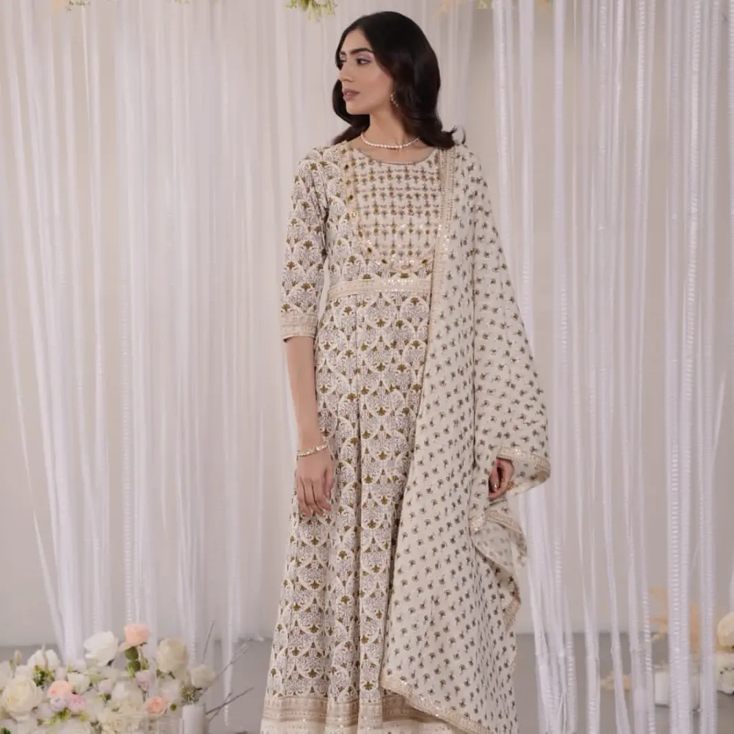 Designer hand embroidery cotton suit.