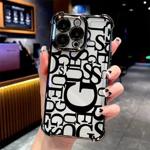 Luxury Letter G Smartphone Case for iPhone 16 15 14 13 12 11 Pro Max X XR Xsmax 8 7 Plus, Anti-Drop Protection Transparent Soft Back Cover