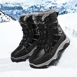 Unisex Winter Warm Fleece Lined Outdoor Sports Hiking Shoes Waterproof Windproof Non-slip Snow Boots for Men Women Skiing Skating