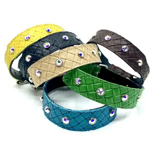 Capri Luce Dog Collar with Hand Set Rhinestones in Iconic Capri Colors for Extra Dazzle