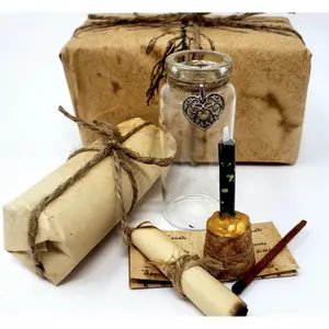 Hexe’s Mini simple, ready-to-use Spell Kit for practitioners of all levels - Candle , glass bottle and cork, Hand stained scroll with Instructions