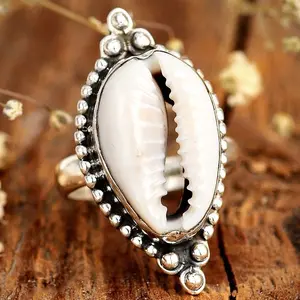 Cowrie shell boho ring