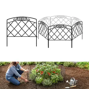 Arifaro Black Decorative Garden Fence — 24" High x 24" Wide (5-Panel Set, 10 ft Total Length); Rust-Resistant Metal Construction, No-Dig Installation; Doubles as an Animal Barrier; Ideal for Outdoor Borders, Dog Runs, Yards, Patios, and Flower Beds.