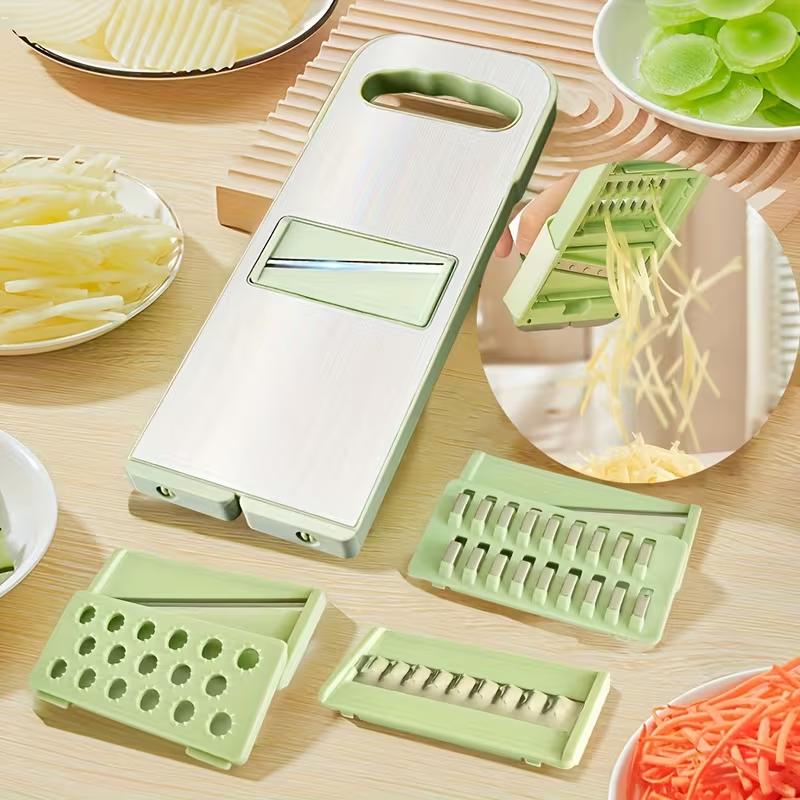 Multi-functional vegetable slicer with grater,adjustable stainless steel blades,comfortable handle,safety features,easy to clean,carrot grater,cabbage shredder,cucumber slicer, kitchen utensils