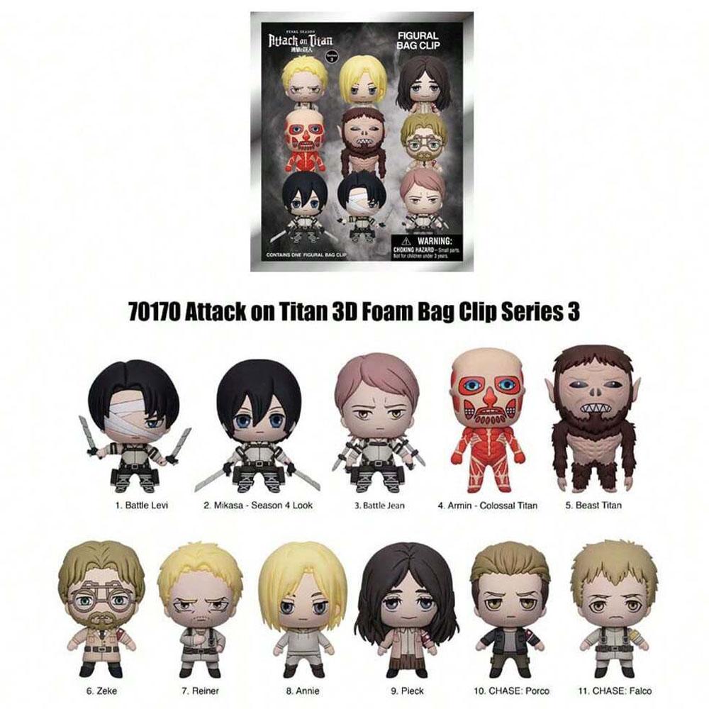 Attack on Titan Blind Bag Keyring/Blind Box Figure 1pc Random One Officially Licensed Cartoon Mystery Anime Keychain Bag Clip Table Decoration Armin Eren Mikasa Levi Hange Christmas Halloween Friends Birthday Anniversary Gifts Limited Edition Accessory