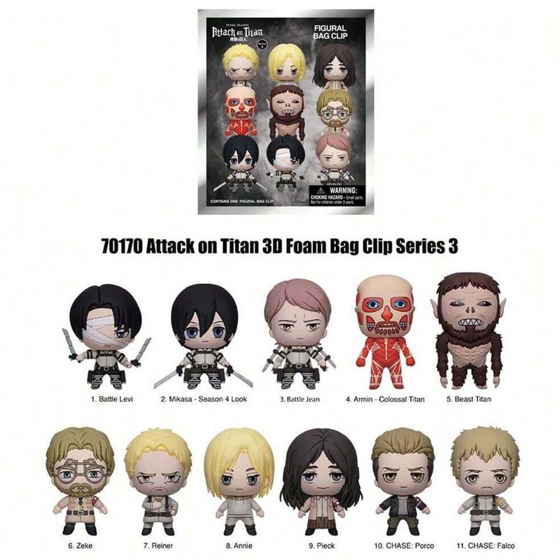 Attack on Titan Blind Bag Keyring/Blind Box Figure 1pc Random One Officially Licensed 3D Cartoon Mystery Anime Keychain Bag Clip Table Decoration Armin Eren Mikasa Levi Hange Christmas Halloween Friends Birthday Anniversary Gifts Limited Edition Accessory
