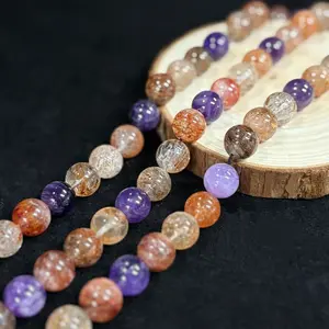 Super Seven Crystal Beads Strand One count– Premium Natural Crystal for DIY Jewelry