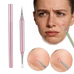 Dual-Head Acne Needle with Cover, Blackhead Extractor, 2-In-1 Pimple Poppler Tool, Professional Whitehead Remover, Nose and Face Cleaner