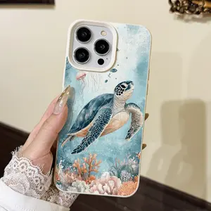 1pc Deep Sea Turtle Coral Pattern Phone Case, Ultra Shockproof, Compatible with Samsung S10/s22/iPhone 11-15 Pro Max