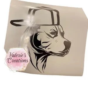 Pitbull with Backwards Hat 8x10 Truck Decal