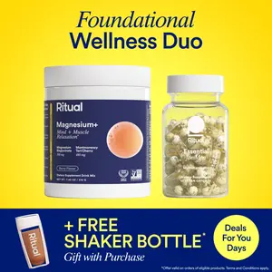 Ritual’s Foundational Wellness Duo with Ritual’s Essential Multivitamin for Women 18+ to Support Foundational Health and Magnesium+ Drink Mix, for Mind and Muscle Relaxation, 30 Day Supply