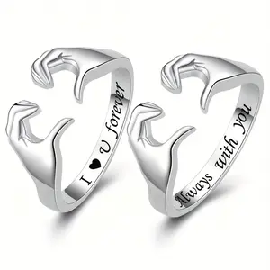 Hug Rings Adjustable Love Ring I Love You Forever Always with You Jewelry Rings Couples Bands Hugging Ring for Men, for Teenager